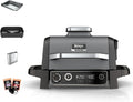 Ninja Woodfire barbecue électrique, grill, fumoir & air fryer, barbecue extérieur 7 en 1, grill, air fryer, fumer, r?tir, four, résistant aux intempéries, antiadhésif, portatif, gris/noir OG701EU