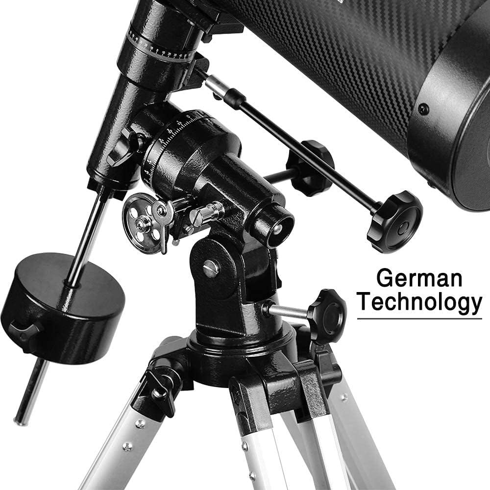 Télescope 130EQ Newton Réflecteur Télescope pour Adultes, Télescopes Professionnels pour Adultes, Livré avec Adaptateur Smartphone Objectif Barlow 1,5X et Filtre TMoon 13% T