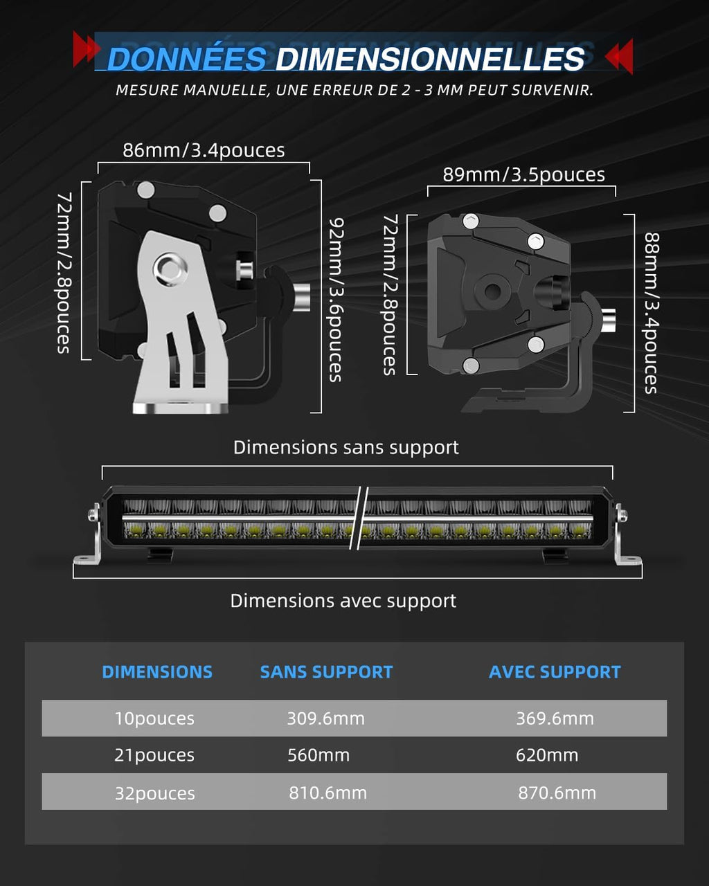 BraveWAY Barre Rampe LED DRL 21" 120W 26000LM Projecteur Longue Portée Homologation ECE 12/24V Rampe LED 4x4 pour Les Véhicules de Tracteurs Agricoles,4x4 quads,Poids Lourd, avec Kit De Cables