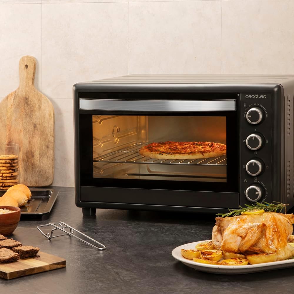 Cecotec Four Convection de Table de 60 Litres Bake&Toast 6090 Black Gyro, 2200 W, Lumière Intérieure, 12 Fonctions, Température Jusqu’à 230o, Porte à Double Verre, Inclut Tournebroche