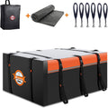 Sailnovo Coffre de Toit Souple de 0,6 m3 avec Tapis antidérapant + 6 Crochets de Porte, Sac de Toit imperméable en PVC pour Voiture avec/sans Porte-Bagages, Noir