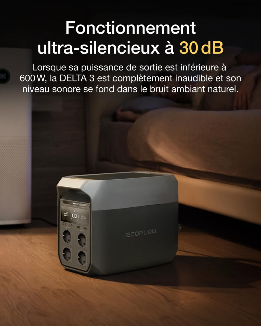 Station électrique portable EF EcoFlow DELTA 3, 1024 Wh de capacité, cellules LFP, 70% de charge en 30 min, extensible jusqu'à 5 kWh, générateur solaire pour camping, RV, l'alimentation de secours