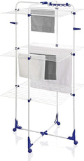 Leifheit Tour de séchage Classic Tower 340, étendoir à linge pliable à 3 niveaux, séchoir à linge tour 34 m avec cadres rabattables & roulettes 360°