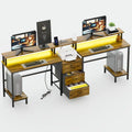 L-vormig LED-bureau voor 2 personen – vooraanzicht