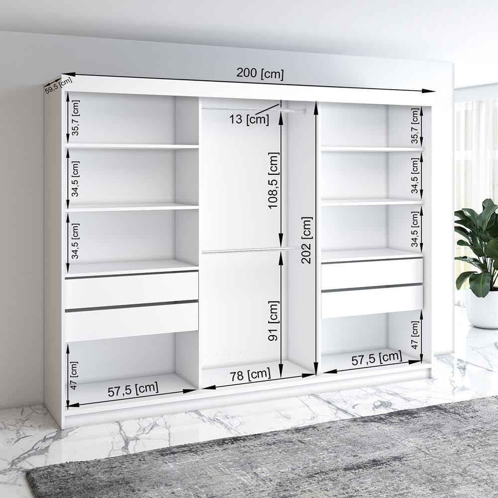 Viluno Schwebetürenschrank in Schwarz mit Spiegel