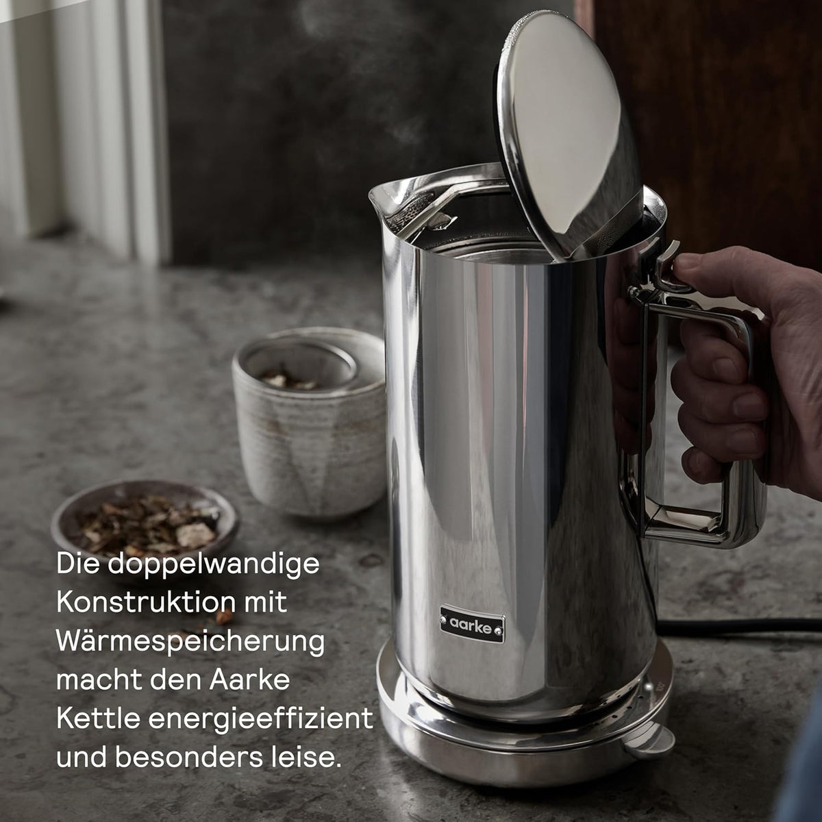 Aarke Wasserkocher Edelstahl – Materialdetail