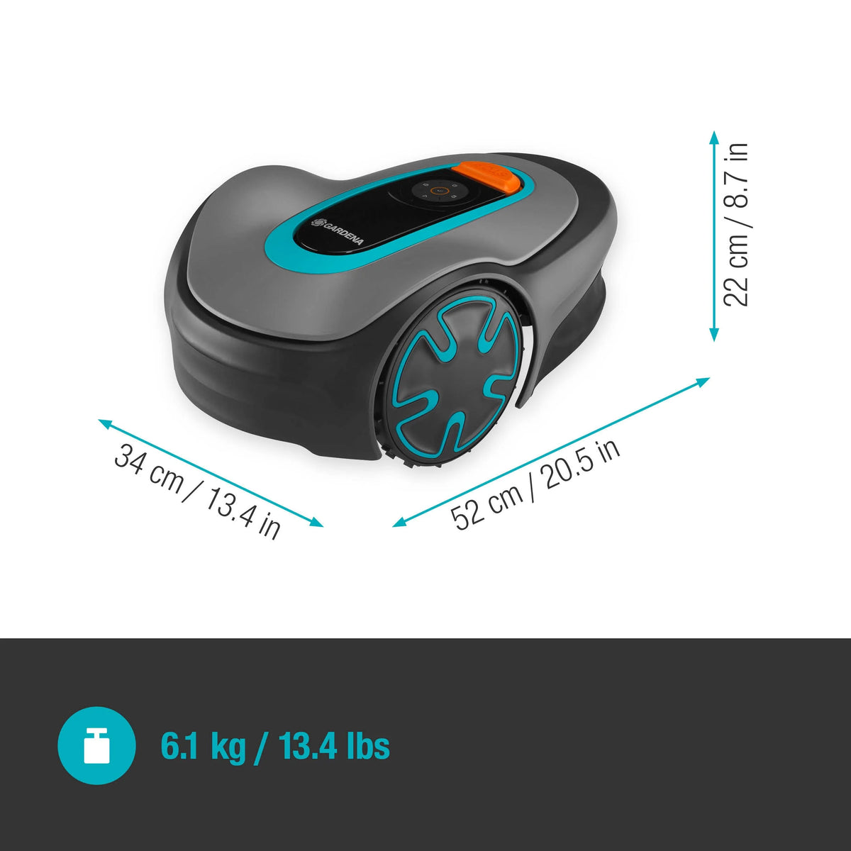 Gardena SILENO minimo robotmaaier, in het donker met led