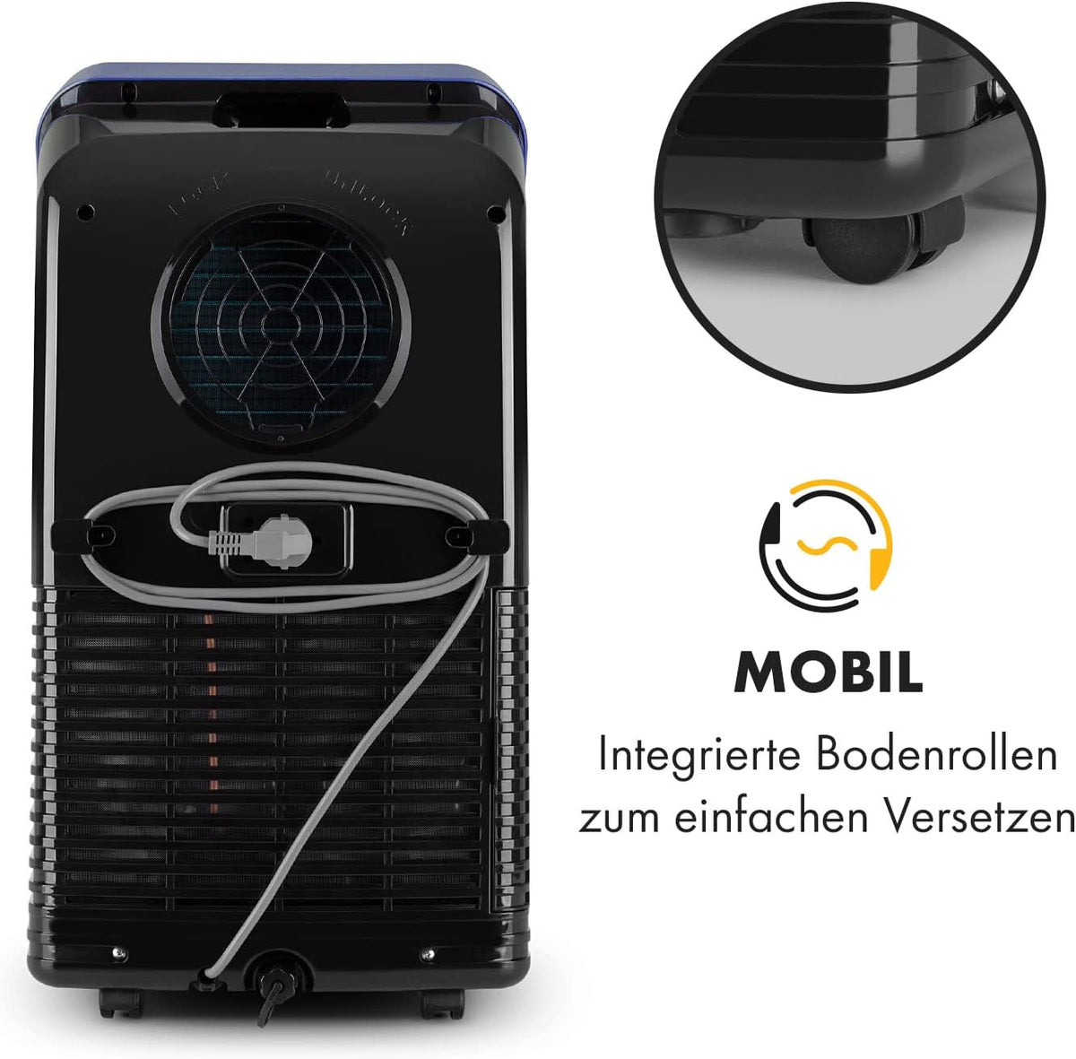 Produktbild: Klarstein Mobile Klimaanlage mit Abluftschlauch – Anschluss und Kabel