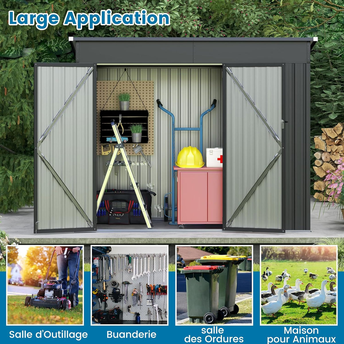 COSTWAY tuinschuur ventilatieraam en deur detail