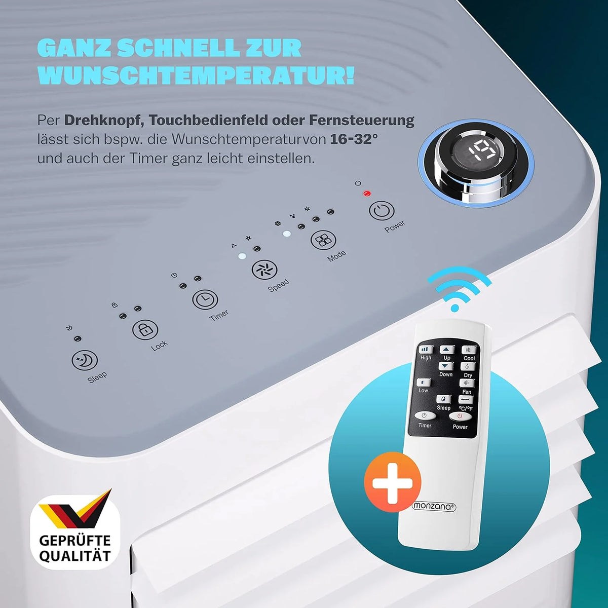 Monzana® lokale Klimaanlage MZKA2000 Mobil Abluftschlauch 7000BTU 3in1 750W 24h  – Detailansicht 10