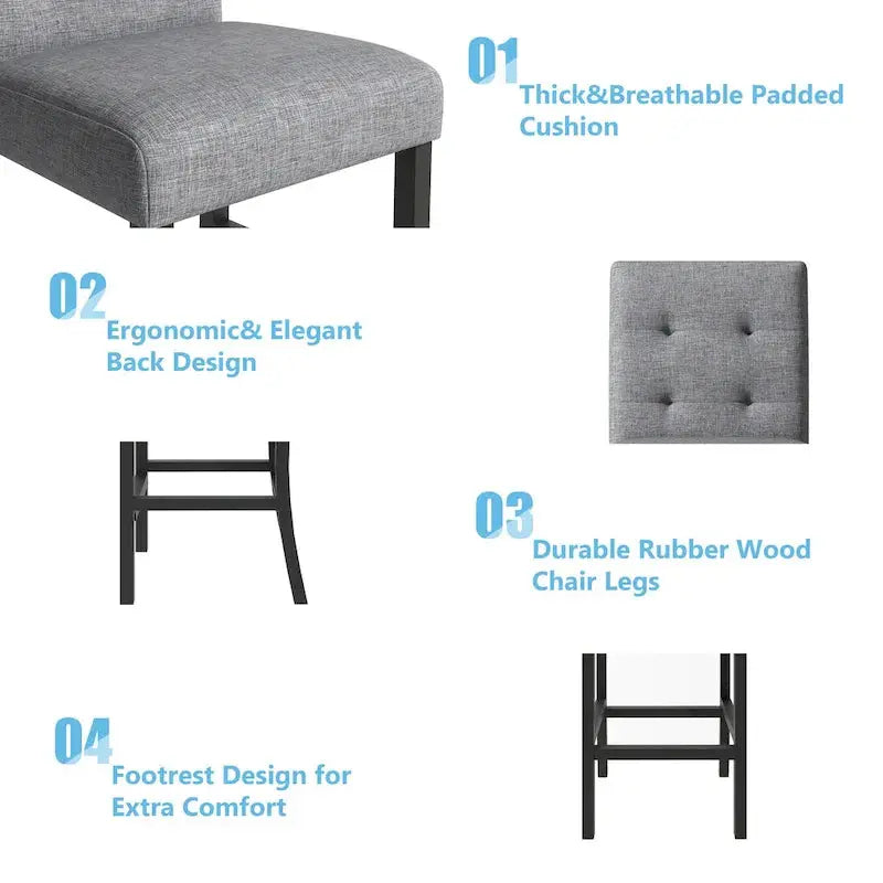 Stoelen rond de hoge tafel in de keuken