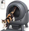 Grijze automatische zelfreinigende kattenbak XL van voren