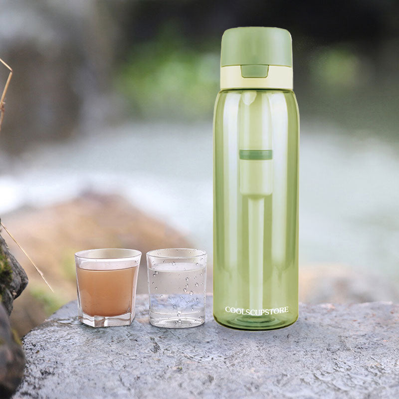 Green Transparent Bottle Plastic Water Purification Cup