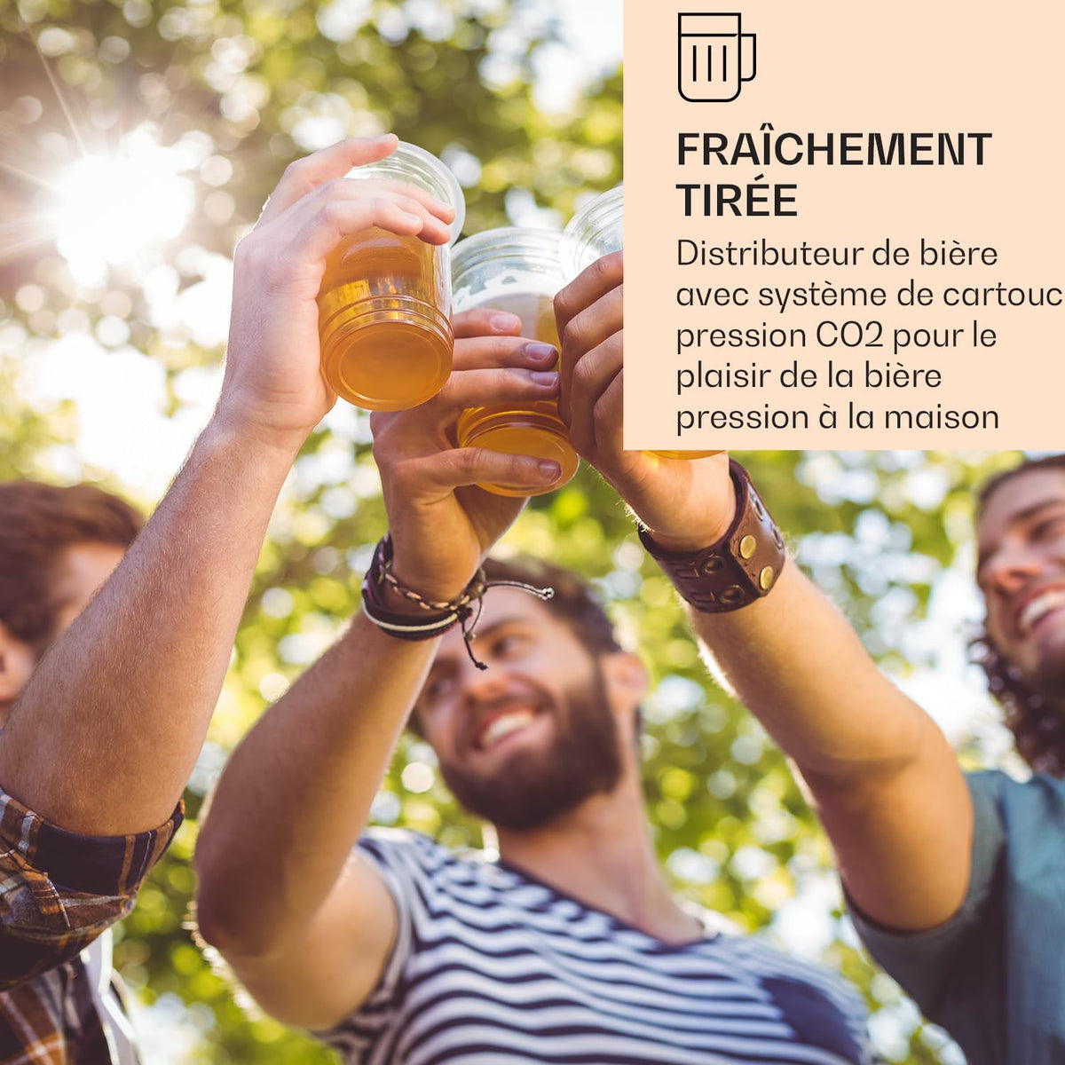 KLARSTEIN Skal - Tireuse à bière  Machine à bière  Appareil à bière  Adapté pour f?ts de 5 litres  Système de cartouches CO2 à pression  3 cartouches CO2 incluses  écran LED  Silencieux  noir