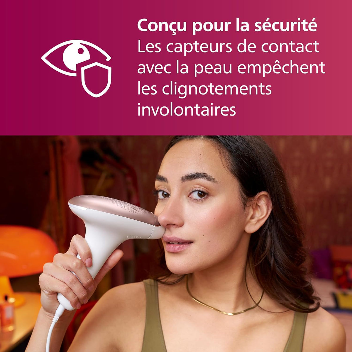 Philips Lumea série 7000, épilateur à lumière pulsée, alternative à l'épilation , avec tondeuse-stylo Satin Compact, 2 embouts pour le corps et le visage, modèle BRI921/00