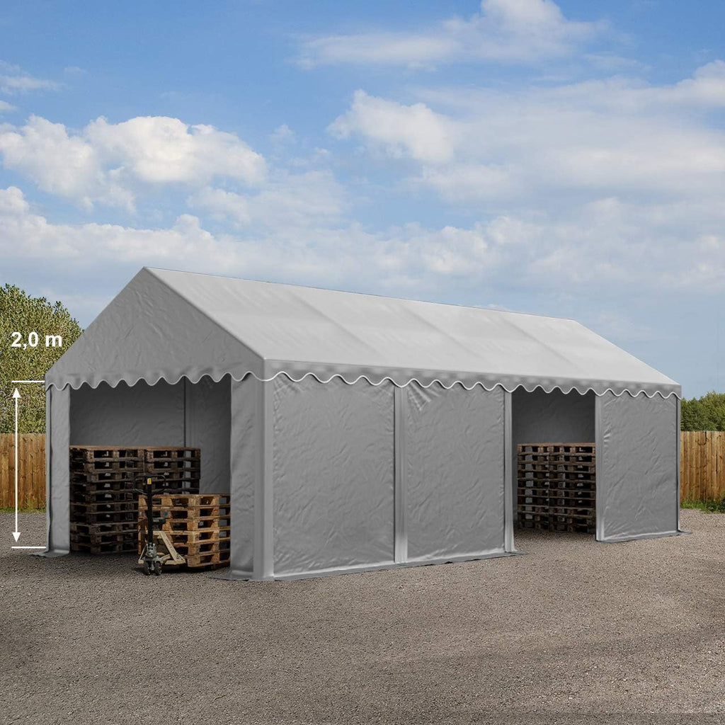 TOOLPORT Tente de Stockage 4x8 m abri bache PVC 700 N imperméable Gris