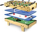 Leomark Table de Babyfoot 4 in 1 Multifonctionnel Jeu de Football,Bilard, Tenis, Hockey Baby-Foot, Baby Foot Table En Bois Jeu de Football Petite Taille Universel