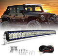 BraveWAY 52 Pouces Slim incurvée Barre Rampe LED 480W 32500LM, Triple rangée Barre LED 4x4 projecteur Flood avec kit de Harnais pour 4x4 Tracteur Voiture Camion SUV ATV, 12V 24V