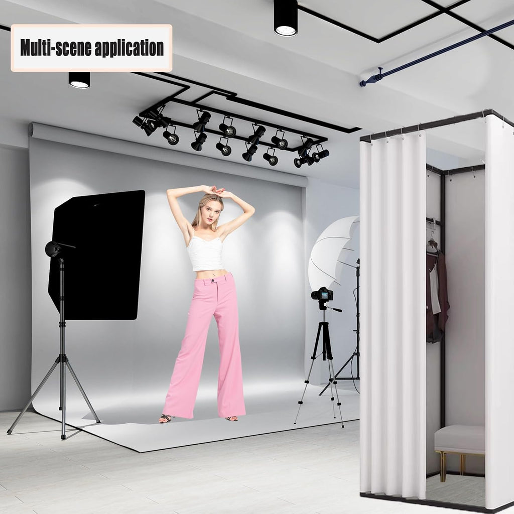 TEENKON Magasin de vêtements, vestiaire portable avec rideau d'ombrage, utilisé dans le bureau, le centre commercial, la boutique, la maison, protection de la vie privée mobile temporaire (blanc, 99,1