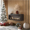 SKRAUT HOME | Cheminée électrique LED | Effet Flamme | 107x38x25cm | Salon - Salle à Manger | Décorative | Style Moderne | Noirs