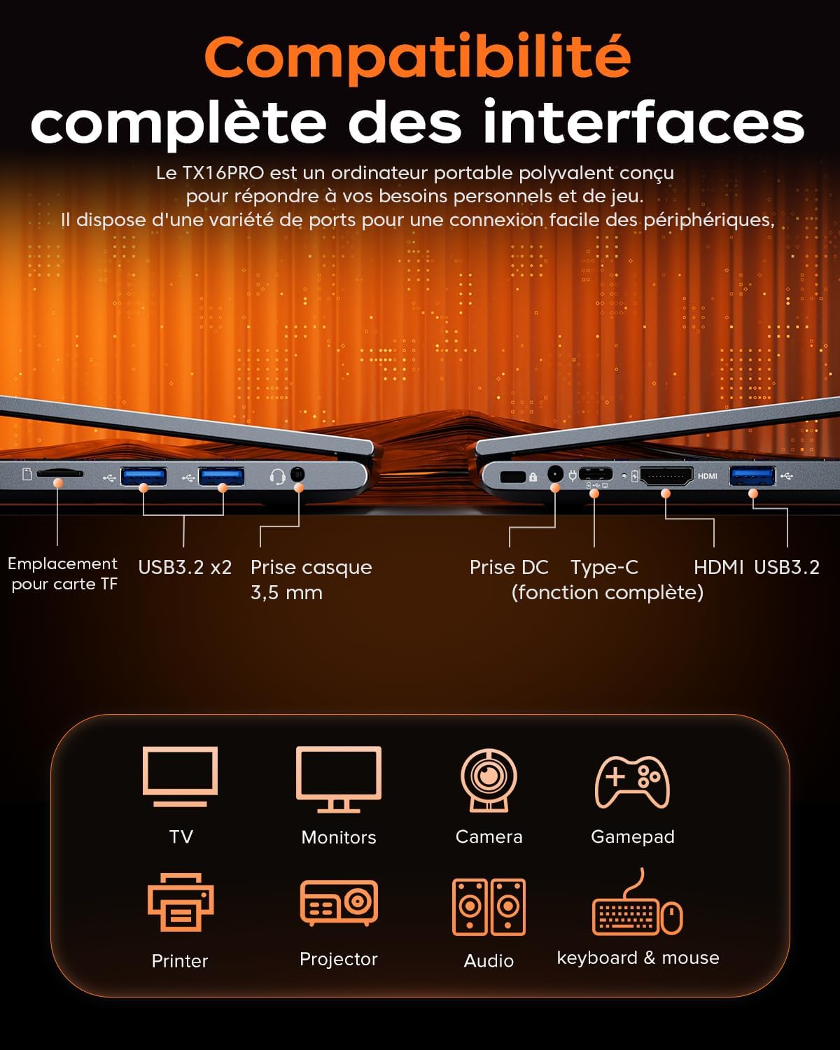 ACEMAGIC 2025 Pc Portable 16 Pouces Bo?tier métallique 16Go RAM DDR4 512Go M.2 SSD (étendre à 4 to) Ordinateur Portable Ryzen 7 5825U (Up to 4.5Ghz) Clavier Rétroéclairage 3*USB3.2 WiFi 6 BT5.2