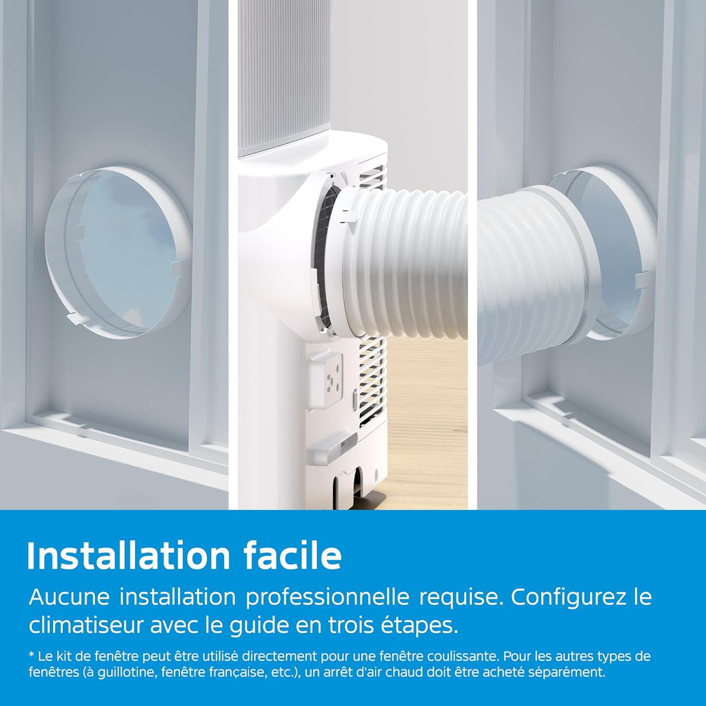 MIDEA Climatiseur Mobile Silencieux 12000 BTU avec évacuation - Climatisation Portable Prêt à Poser 3500W - Clim Réversible Split Mobile - 4 modes avec Kit de Fenêtre et App Control
