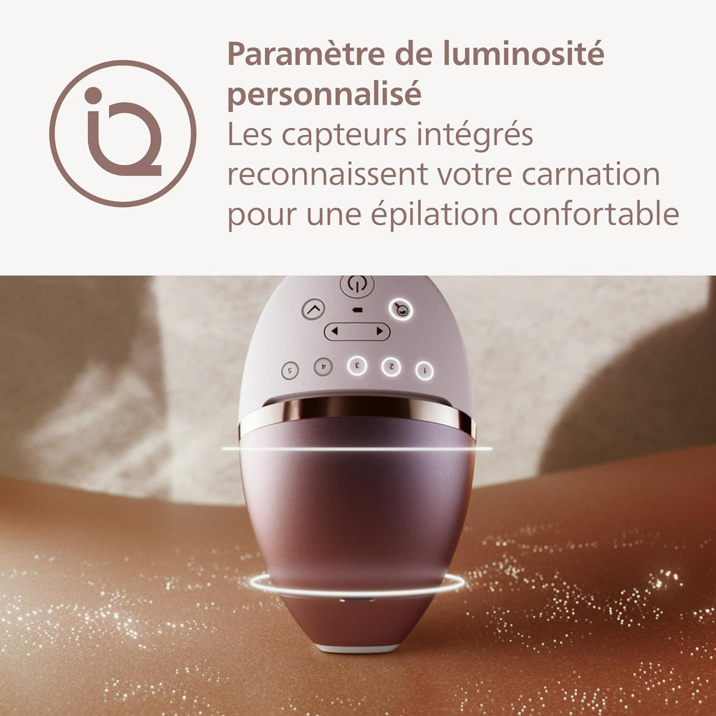 Philips Lumea série 9000, épilateur à lumière pulsée, alternative à l'épilation , technologie SenseIQ, 4 accessoires pour corps, visage, maillot et aisselles, usage avec ou sans fil, BRI957/00