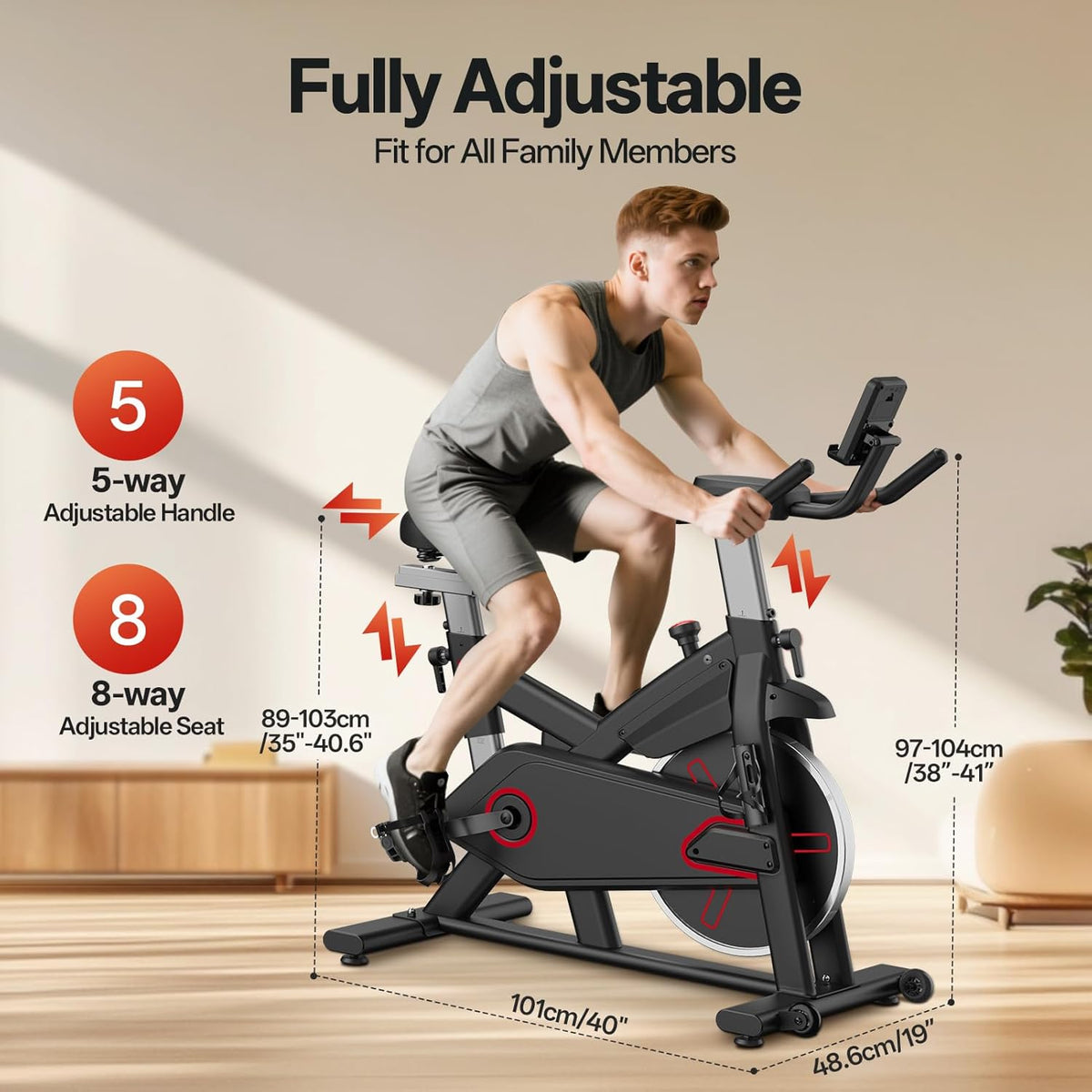 Pasyou VéLo D'Appartement Avec RéSistance MagnéTique, VéLo De Fitness, Entra?Nement Cardio En Salle Velo Spinning, Stationnaires à La Maison Avec Moniteur, Support De Tablette