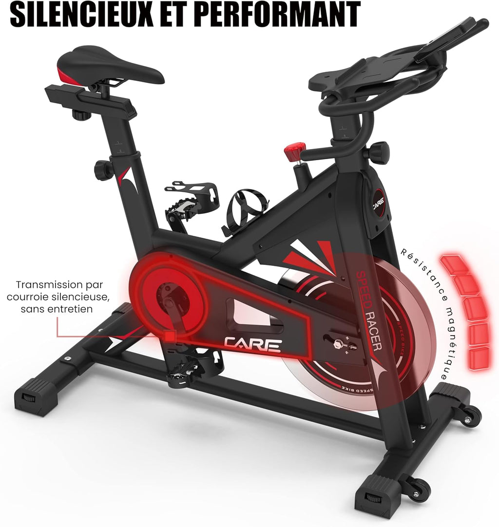 CARE FITNESS - VéLO DE BIKING - Speed racer - velo d'appartement avec écran LCD-Masse d'inertie 22kg-Guidon et selle réglable
