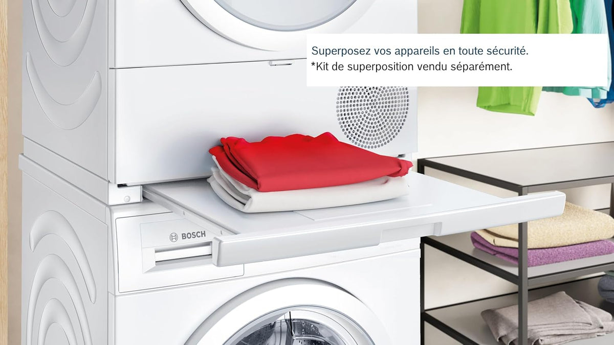 Bosch WTH8300DFR, Série 4, Sèche linge, Pompe à chaleur, 8 kg, Blanc