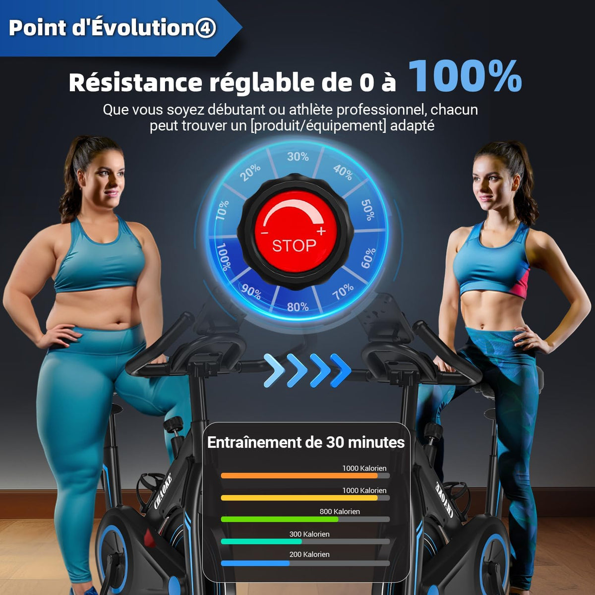 CHAOKE Velo d Appartement Silencieux avec Résistance Magnétique Réglable, Vélo d'appartement avec APP, Vélo d'exercice Moniteur LCD, Siège Confortable, Pour Entra?nement Cardio, Capacité 160KG
