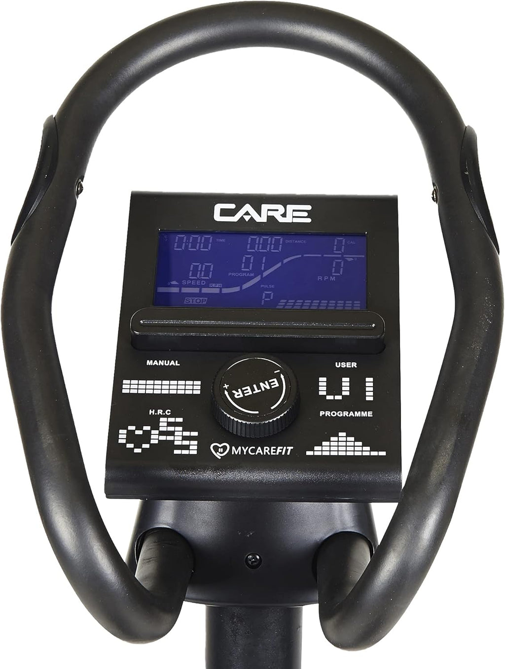Care Fitness - Vélo Elliptique Motorisé CE-685-24 Niveaux de Difficulté - 24 Programmes - Compteur écran LCD - Port USB - Porte Tablette - Compatible Application Kinomap