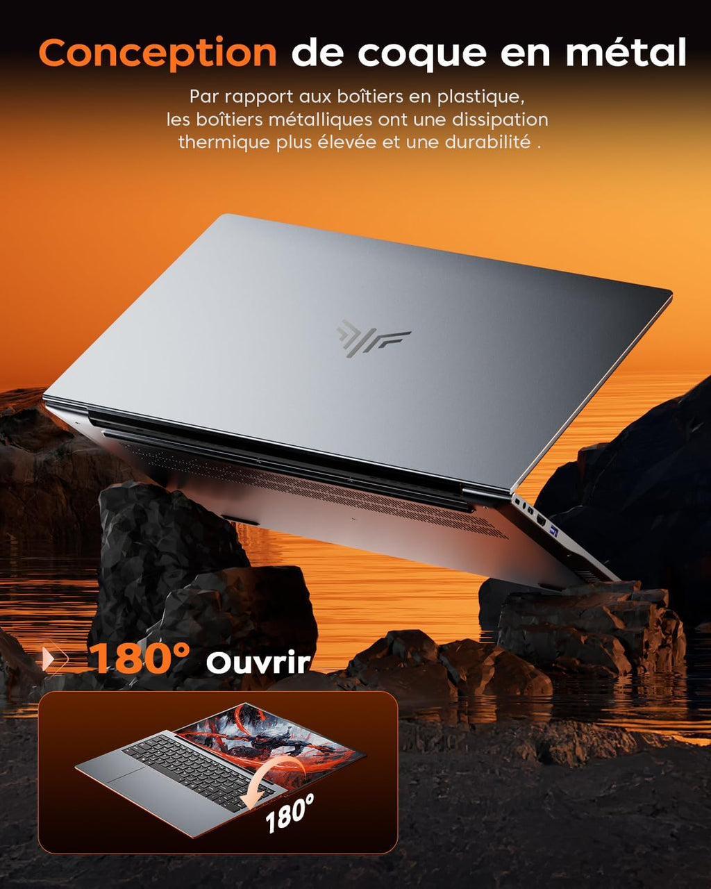 ACEMAGIC 2025 Pc Portable 16 Pouces Bo?tier métallique 16Go RAM DDR4 512Go M.2 SSD (étendre à 4 to) Ordinateur Portable Ryzen 7 5825U (Up to 4.5Ghz) Clavier Rétroéclairage 3*USB3.2 WiFi 6 BT5.2