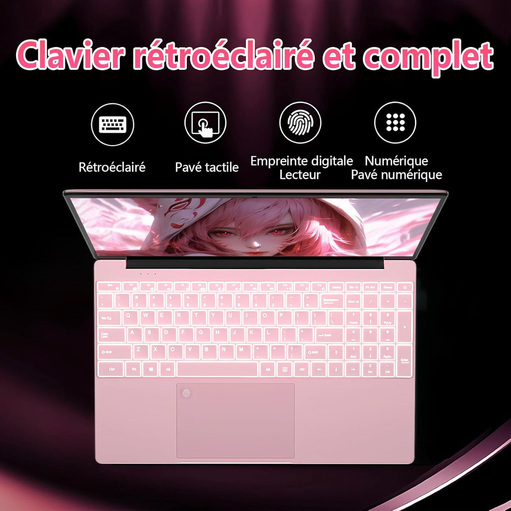 Pryloxen Ordinateur Portable Ultra-Fin 15 6" FHD IPS - Processeur Celeron N150 3 4 GHz  32 Go DDR4/1 to SSD  Clavier Rétroéclairé  Wi-FI 5G & Batterie 8000 mAh (360 × 275 × 18 mm  1 679 kg)