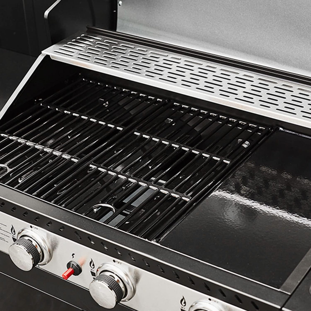 Cook'in Garden Cuisine extérieure modulable FIDGI 3 - Barbecue au gaz 3 br?leurs avec thermomètre  Meuble d'appoint desserte  et évier