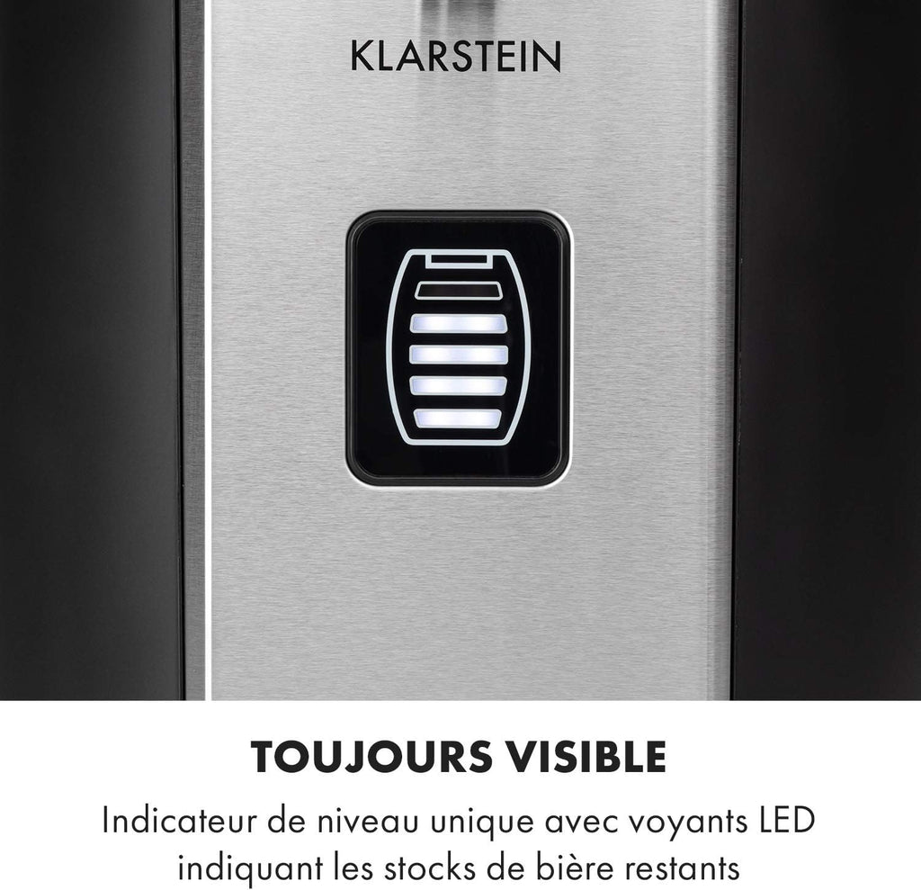 Klarstein Beerkules - Tireuse à bière universelle  Pour tous les f?ts de 5L  Avec ou sans cartouche de CO2  Refroidissement en 4 h  Bo?tier en plastique & acier inoxydable  noir