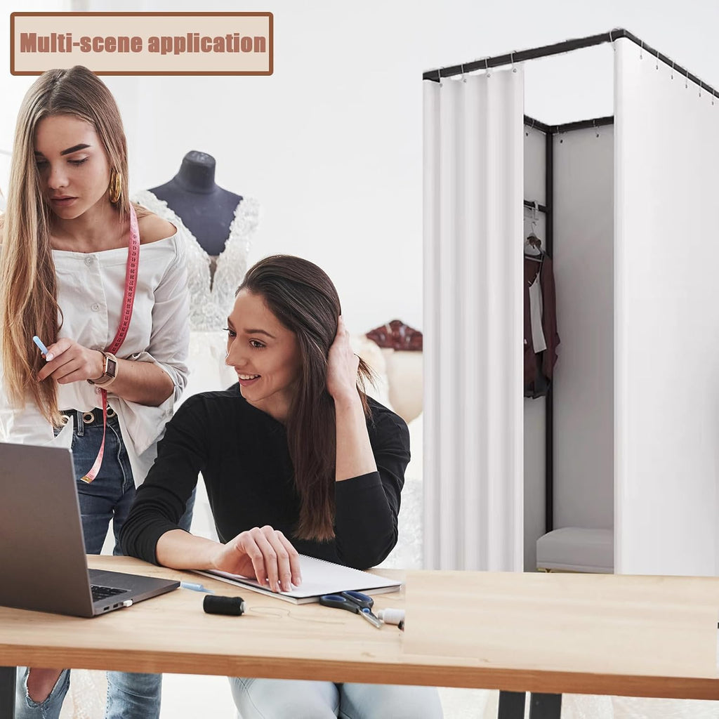 TEENKON Magasin de vêtements, vestiaire portable avec rideau d'ombrage, utilisé dans le bureau, le centre commercial, la boutique, la maison, protection de la vie privée mobile temporaire (blanc, 99,1