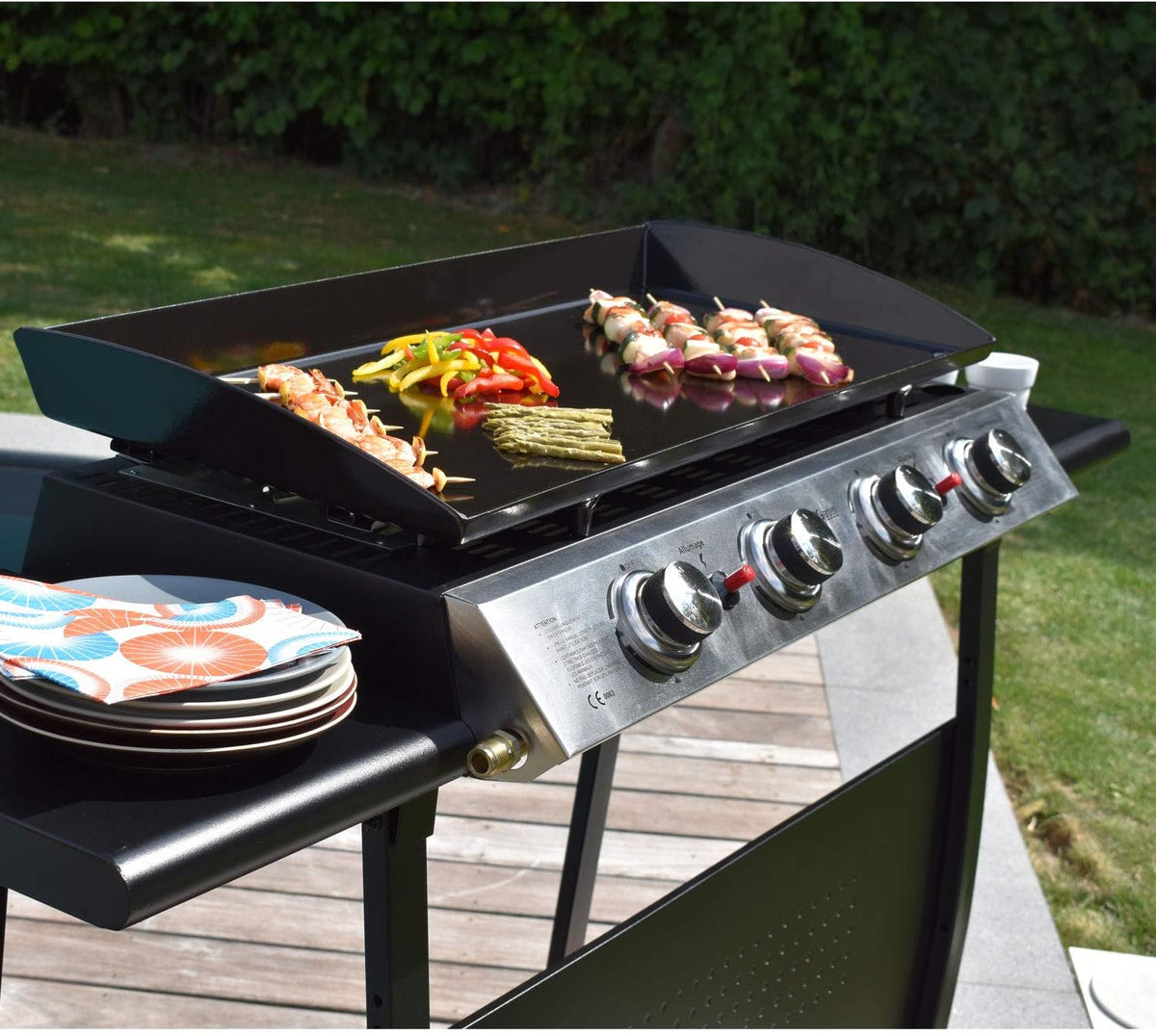 Happy Garden Plancha au gaz Valencia - 4 br?leurs 10kW + Chariot