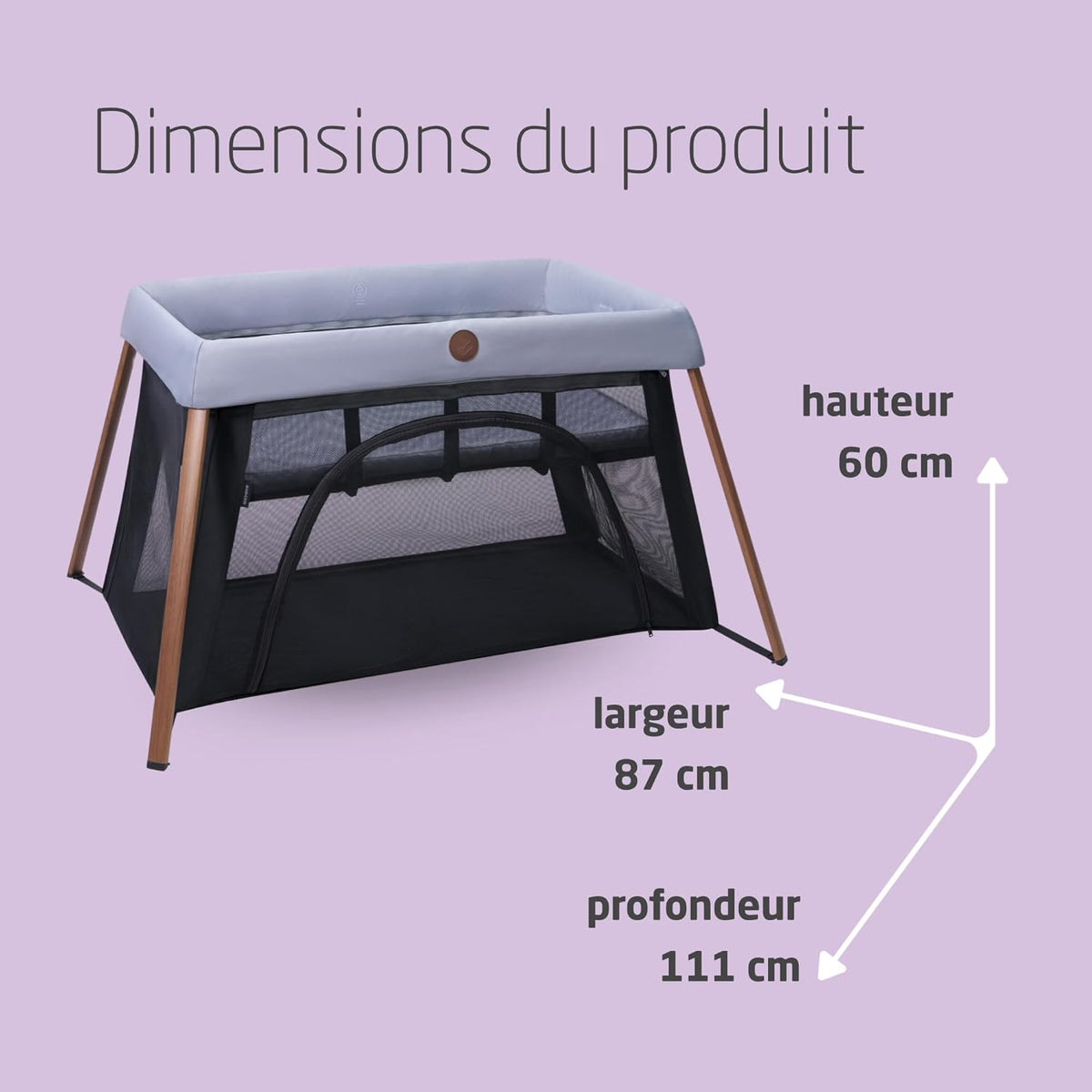 Maxi-Cosi Iris2, Lit Parapluie Bébé avec Matelas 2 en 1, 0-3 ans, 0-15 kg, Lit de Voyage Bébé, 2 Niveaux de Couchage, Fenêtre D'accès Latérale, Pliable & Léger, Matelas Extensible, Essential Grey