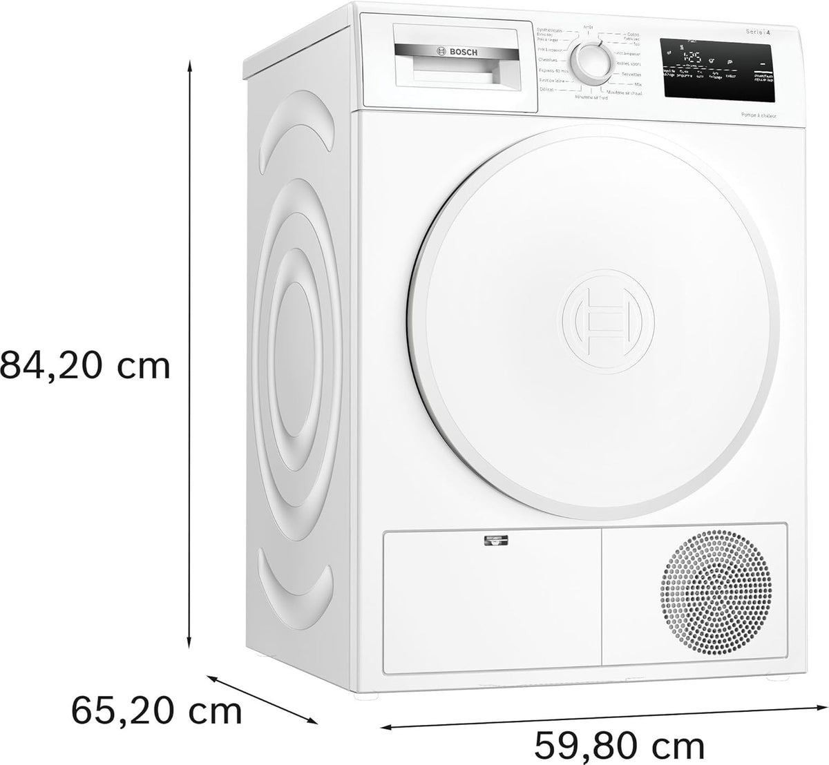 Bosch WTH8300DFR, Série 4, Sèche linge, Pompe à chaleur, 8 kg, Blanc