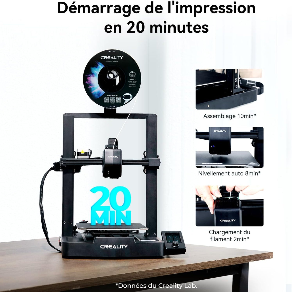 Creality Ender 3 V3 SE Imprimante 3D, Mise à Niveau Automatique CR Touch, 250mm/s Haute Vitesse Impression, Assemblage Rapide, Extrudeuse Directe Sprite à Double Axe-Z pour Les Débutants 220x220x250mm