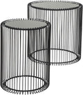 Kare Design Tables d'Appoint Wire, Noir, Rond, Acier, Verre, Diamètre 39 / 27 cm,Table Basse Salon Lot de 2, Table de Salon, Meuble, Deco Intérieur, Decoration Chambre, Maison