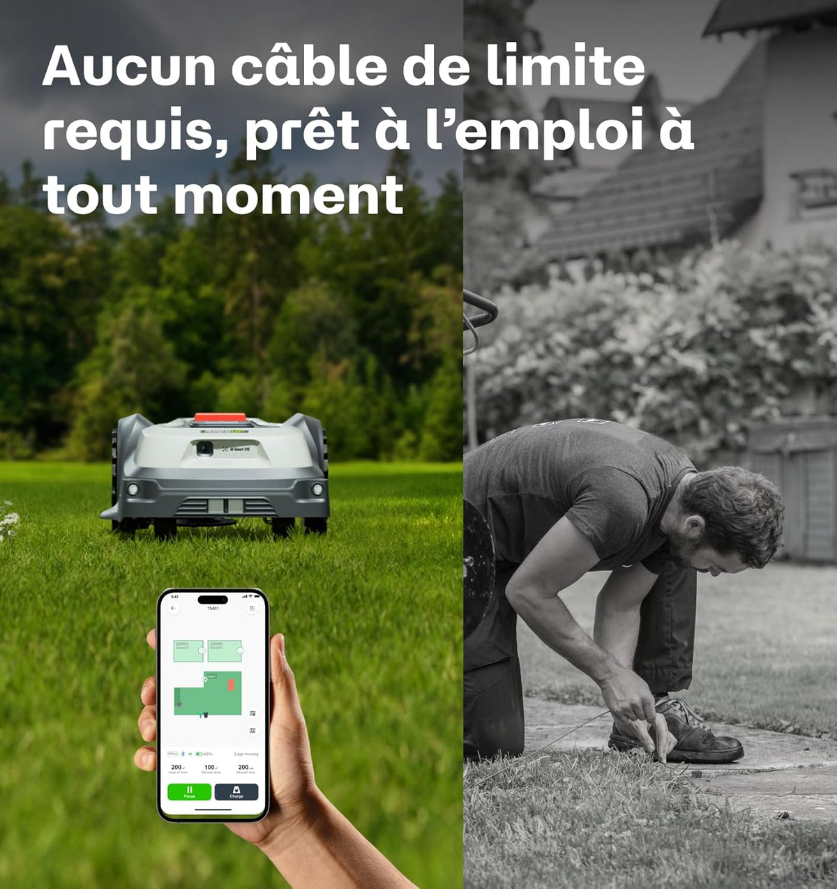 RoboUP Robot Tondeuse T1200Pro pour 1500㎡, Robot Tondeuse sans Fil Périphérique avec Tonte Personnalisé via APP, Tonte Précise des Bordures, Pentes 20°, Tondeuse Automatique pour Cour Avant et Arrière