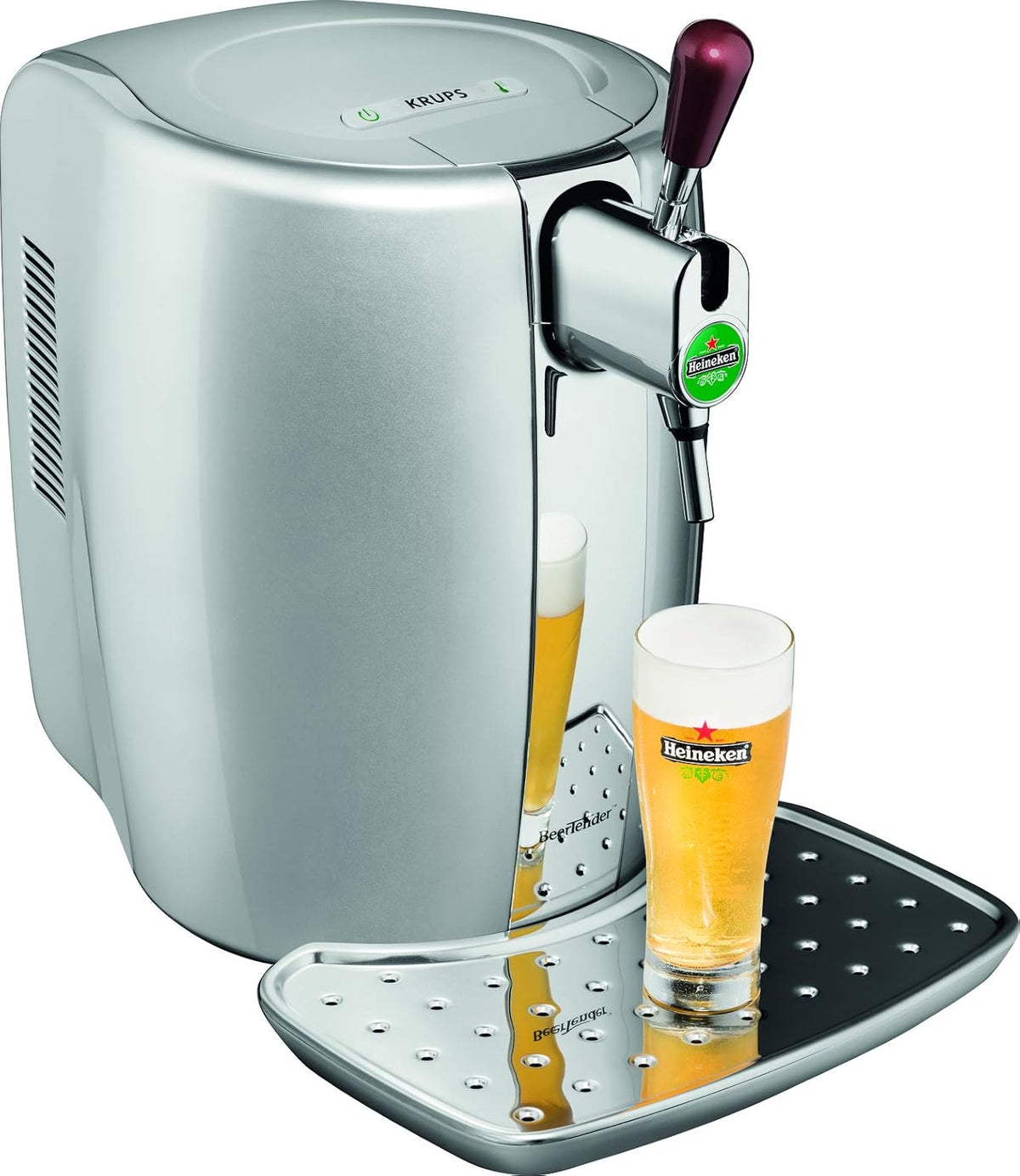 Krups BeerTender Silver et chrome  Machine à bière  Pression pour la maison  Tireuse à bière  Pompe à bière  Coffret 2 verres YY2931FD