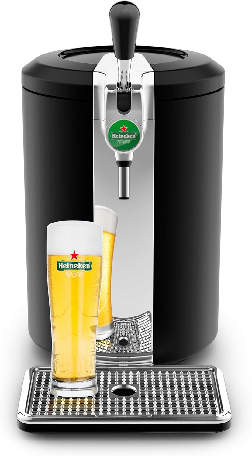 Krups Beertender Machine bière pression  F?ts de 5 L  Marques du groupe Heineken  Témoin lumineux  Température et mousse parfaites  Bière fra?che  Installation facile  Compact noire VB450E10