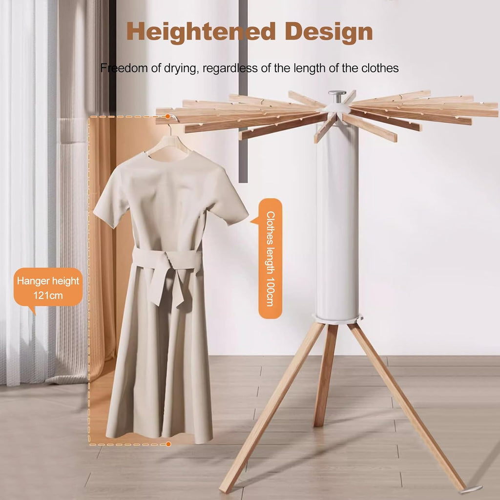 Ergocar étendoir à vêtements Pliable, Séchoir à Rayons en éventail, Etendoir à Linge sur Pied Support Trépied, Pliables Orte-vêtements Suspendu, pour Intérieur et Extérieur