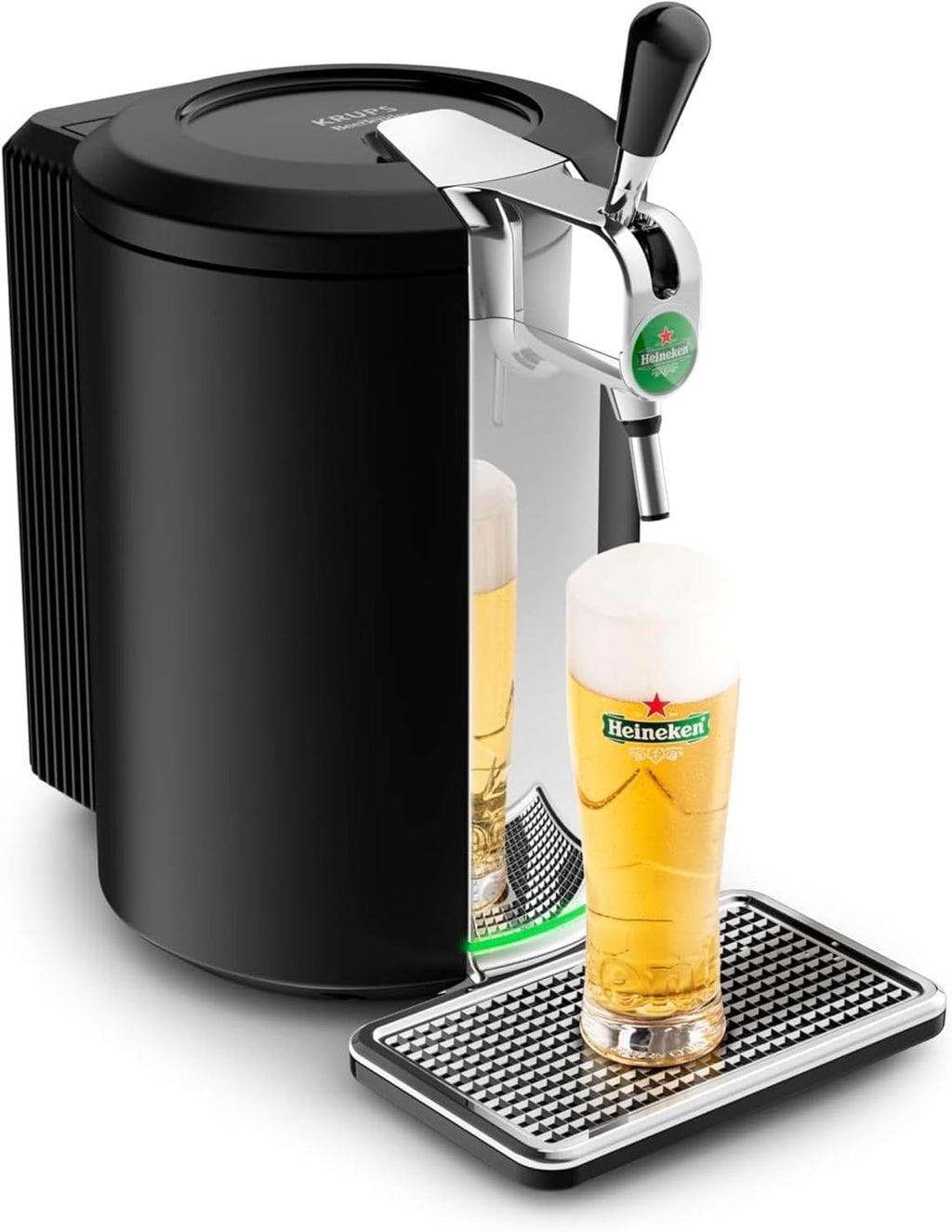 Krups Beertender Machine bière pression  F?ts de 5 L  Marques du groupe Heineken  Témoin lumineux  Température et mousse parfaites  Bière fra?che  Installation facile  Compact noire VB450E10