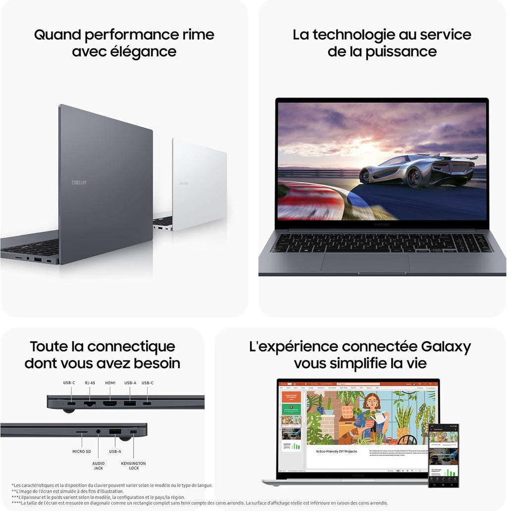 Galaxy Book4  Ordinateur Portable 15.6''  Intel Core i5  8Go RAM  256Go SSD  Clavier AZERTY FR  Gris  Windows 11 Home