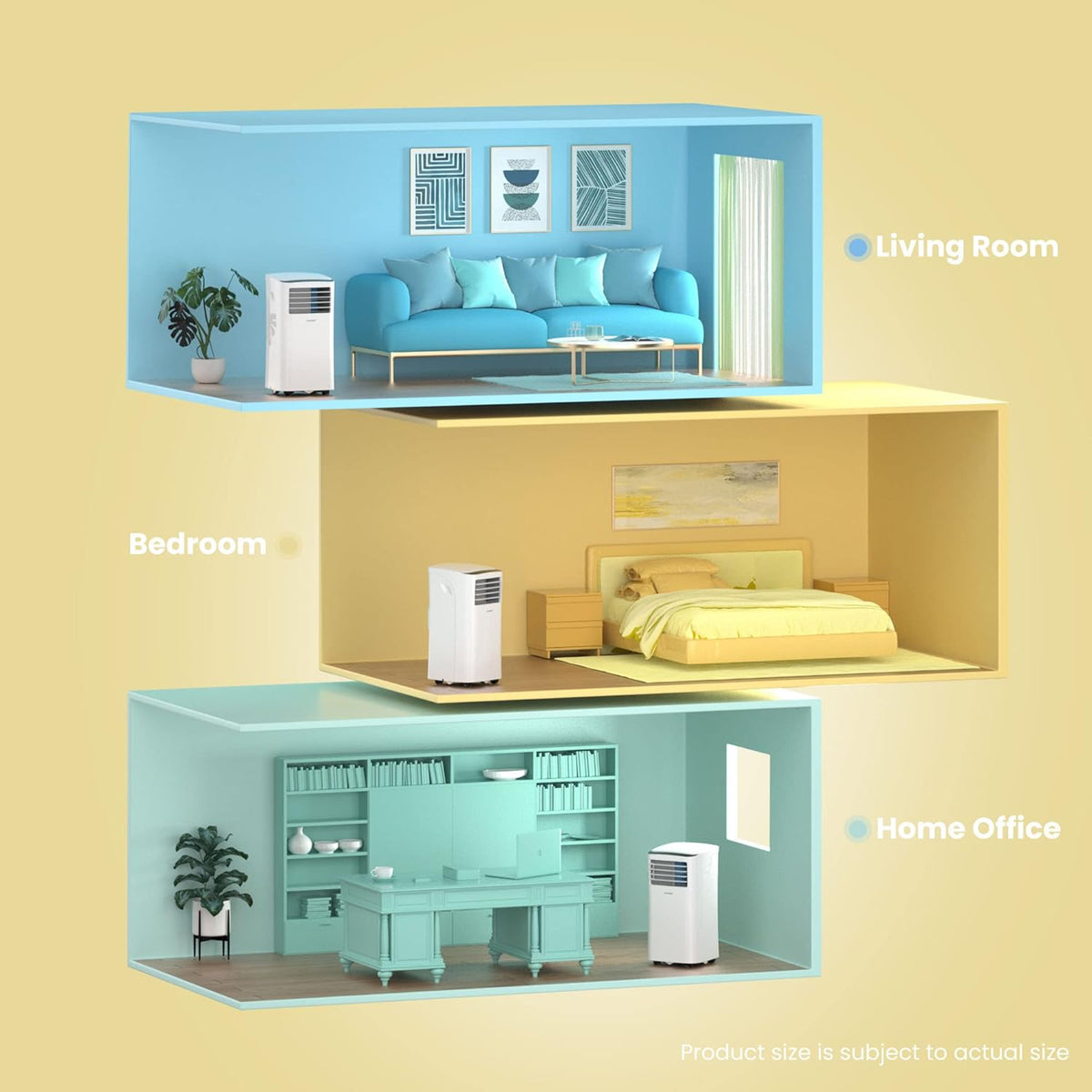 COMFEE' Climatiseur Mobile 9000 BTU/h 2,6kW, 3-EN-1 Refroidisseur Déshumidificateur Ventilateur, Fonction Follow me, Minuterie, Mode nuit, Pour salon et maison de 33㎡/88m3, MPPH-09CRN7, R290