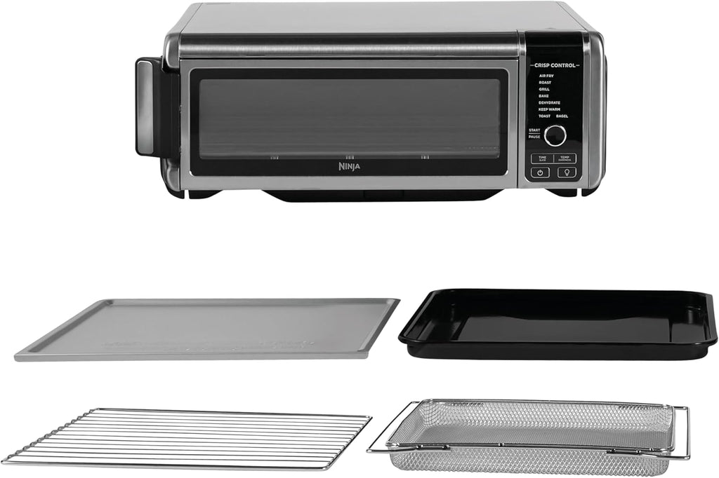 Ninja Foodi Four Multifonctions 8-en-1, Mini four portable, surfaces de travail, four multifonctions avec 8 fonctions de cuisson ; Air Fry, R?tir, Griller, Cuire et plus encore. Argent/Noir SP101EU